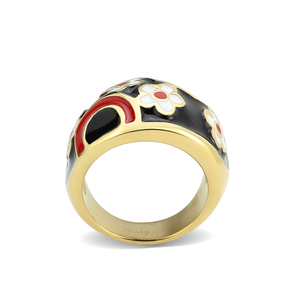 TK3880 - IP Gold(Ion Plating) Stainless Steel Ring with Epoxy in MultiColor LuxuryLifeWay Online Store