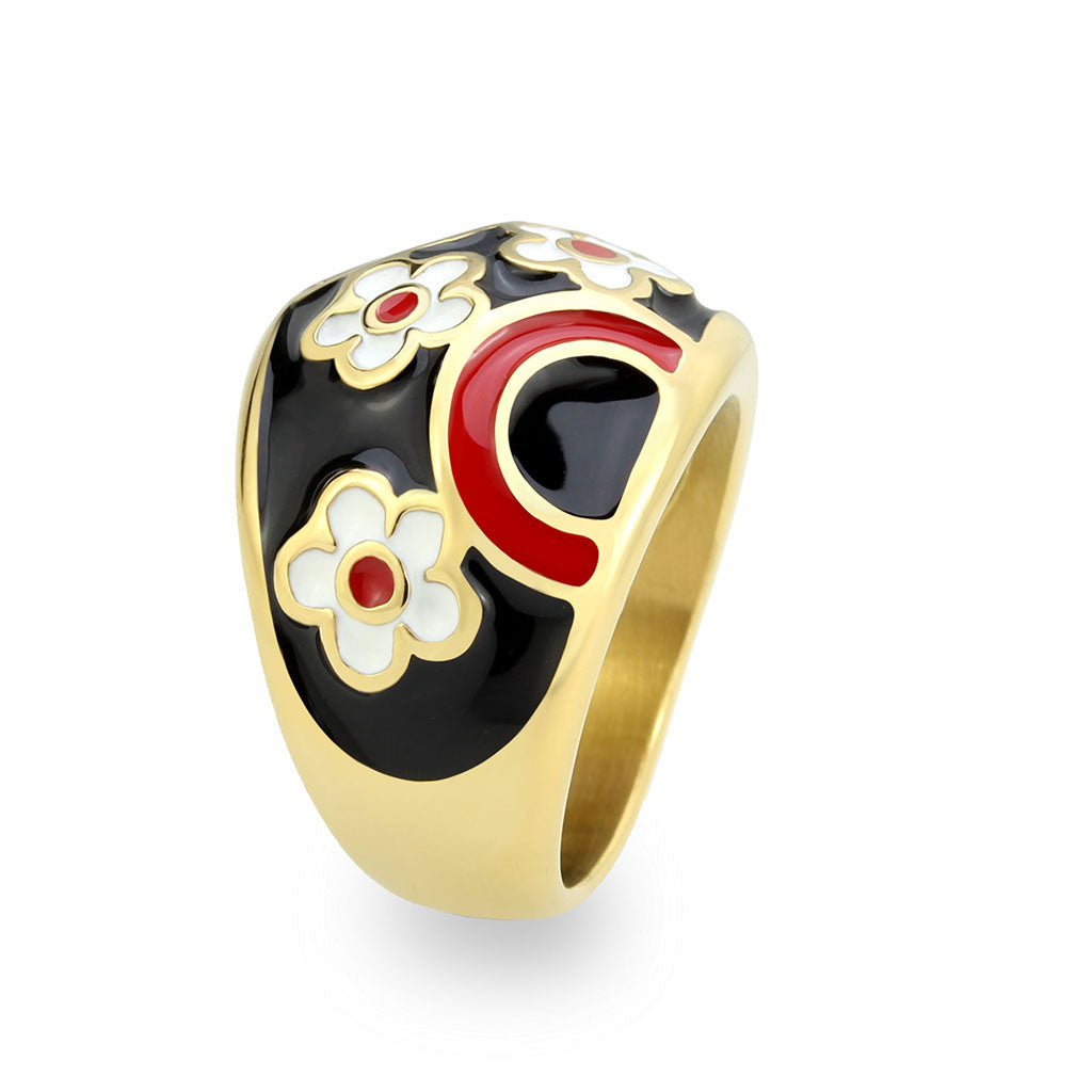 TK3880 - IP Gold(Ion Plating) Stainless Steel Ring with Epoxy in MultiColor LuxuryLifeWay Online Store