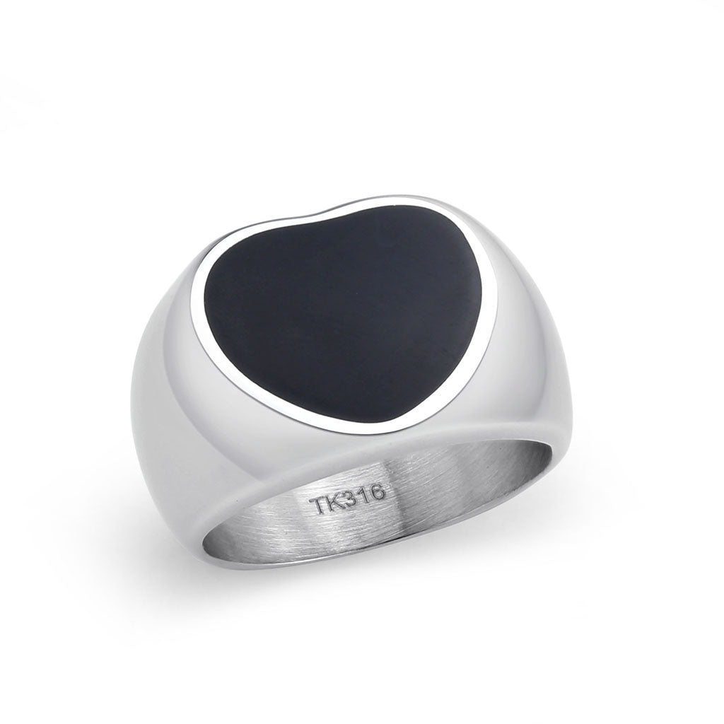TK3882 - High polished (no plating) Stainless Steel Ring with Epoxy in Jet LuxuryLifeWay Online Store