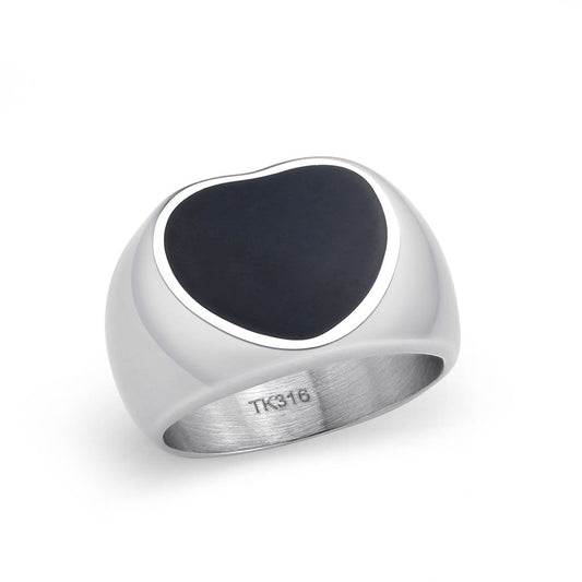 TK3882 - High polished (no plating) Stainless Steel Ring with Epoxy in Jet LuxuryLifeWay Online Store