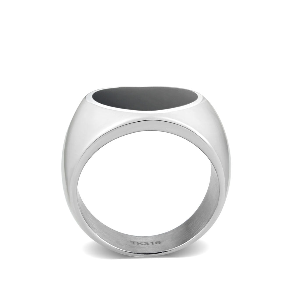 TK3882 - High polished (no plating) Stainless Steel Ring with Epoxy in Jet LuxuryLifeWay Online Store