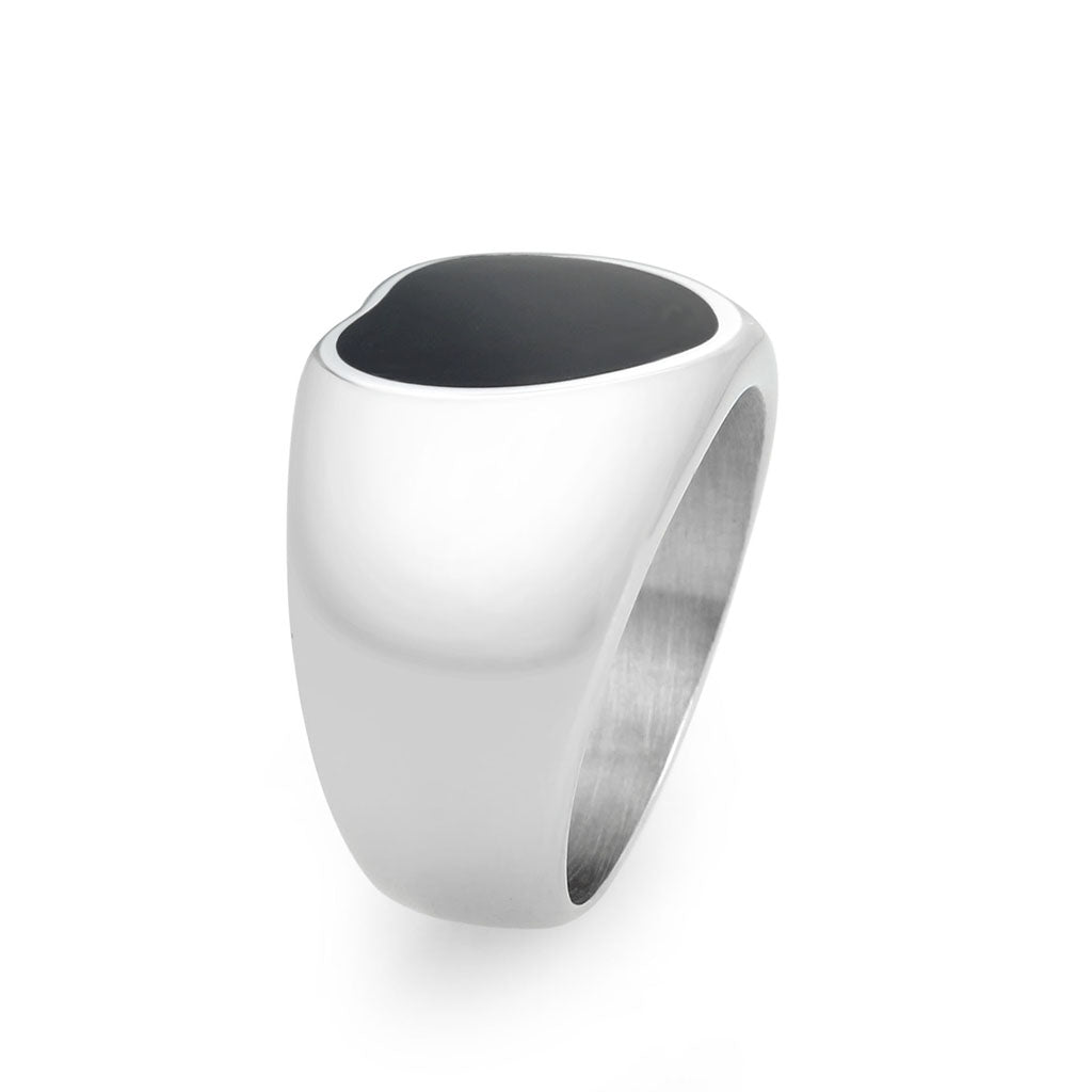 TK3882 - High polished (no plating) Stainless Steel Ring with Epoxy in Jet LuxuryLifeWay Online Store