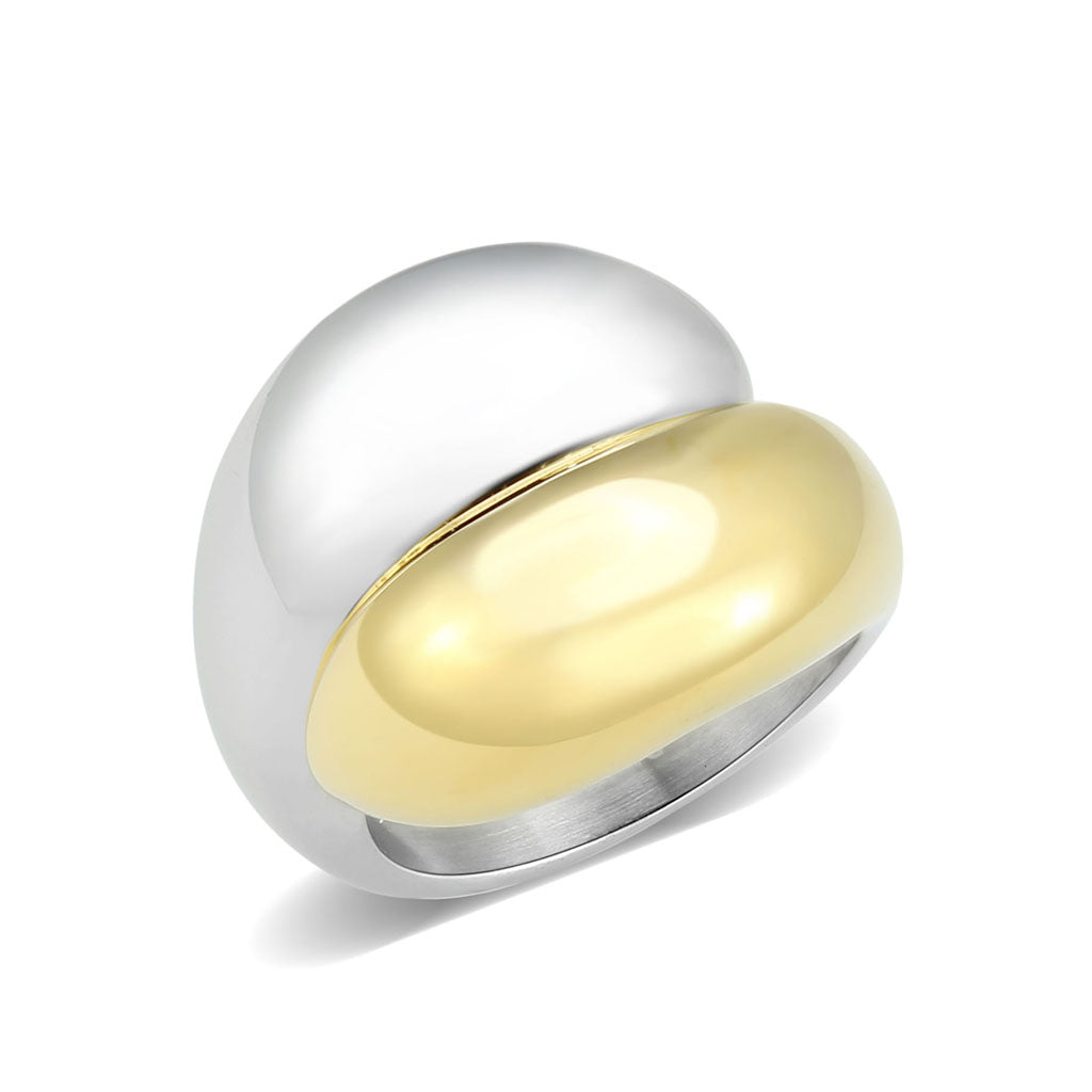 TK3887 - Two Tone IP Gold (Ion Plating) Stainless Steel Ring with NoStone in No Stone LuxuryLifeWay Online Store