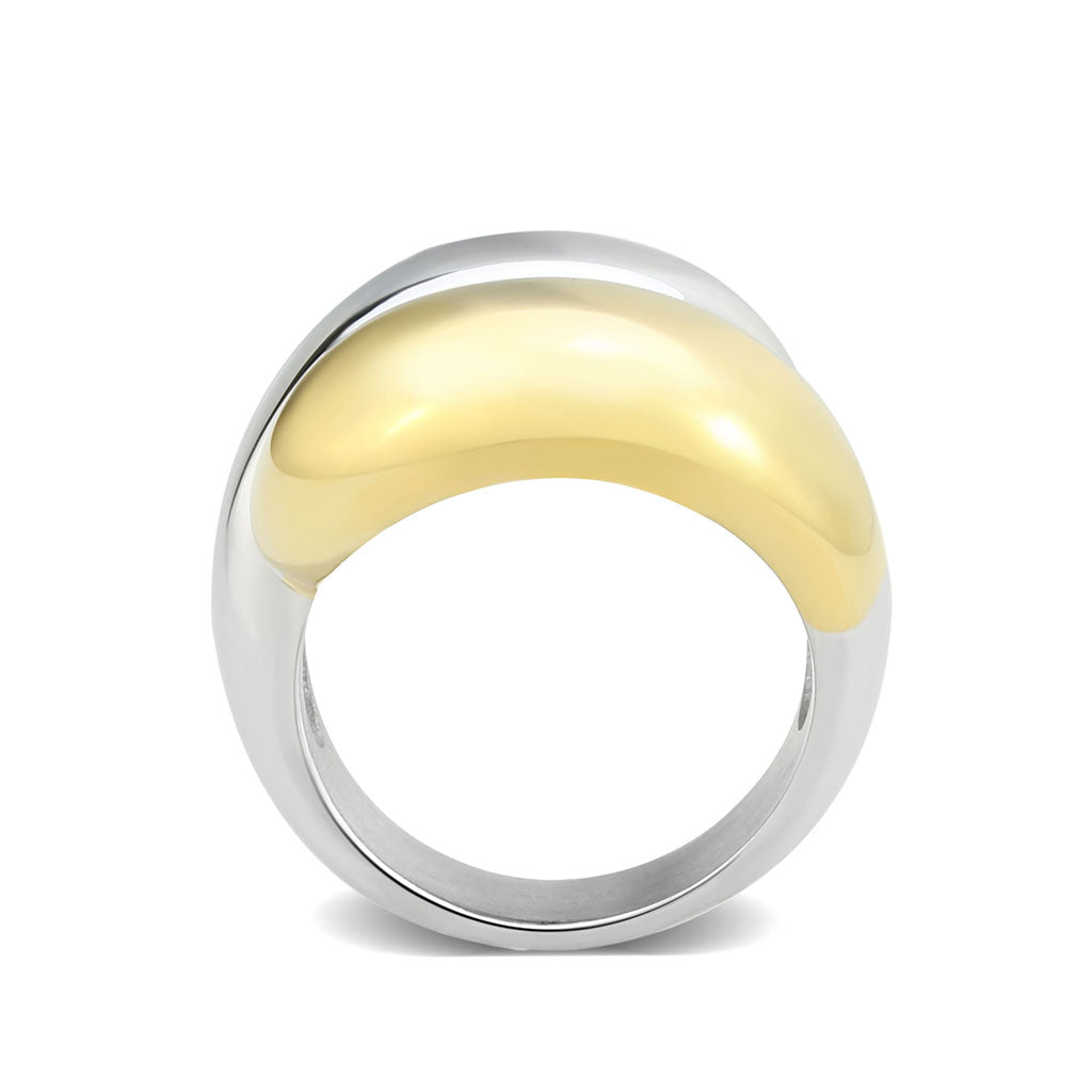 TK3887 - Two Tone IP Gold (Ion Plating) Stainless Steel Ring with NoStone in No Stone LuxuryLifeWay Online Store