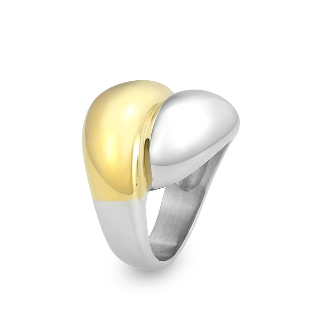 TK3887 - Two Tone IP Gold (Ion Plating) Stainless Steel Ring with NoStone in No Stone LuxuryLifeWay Online Store