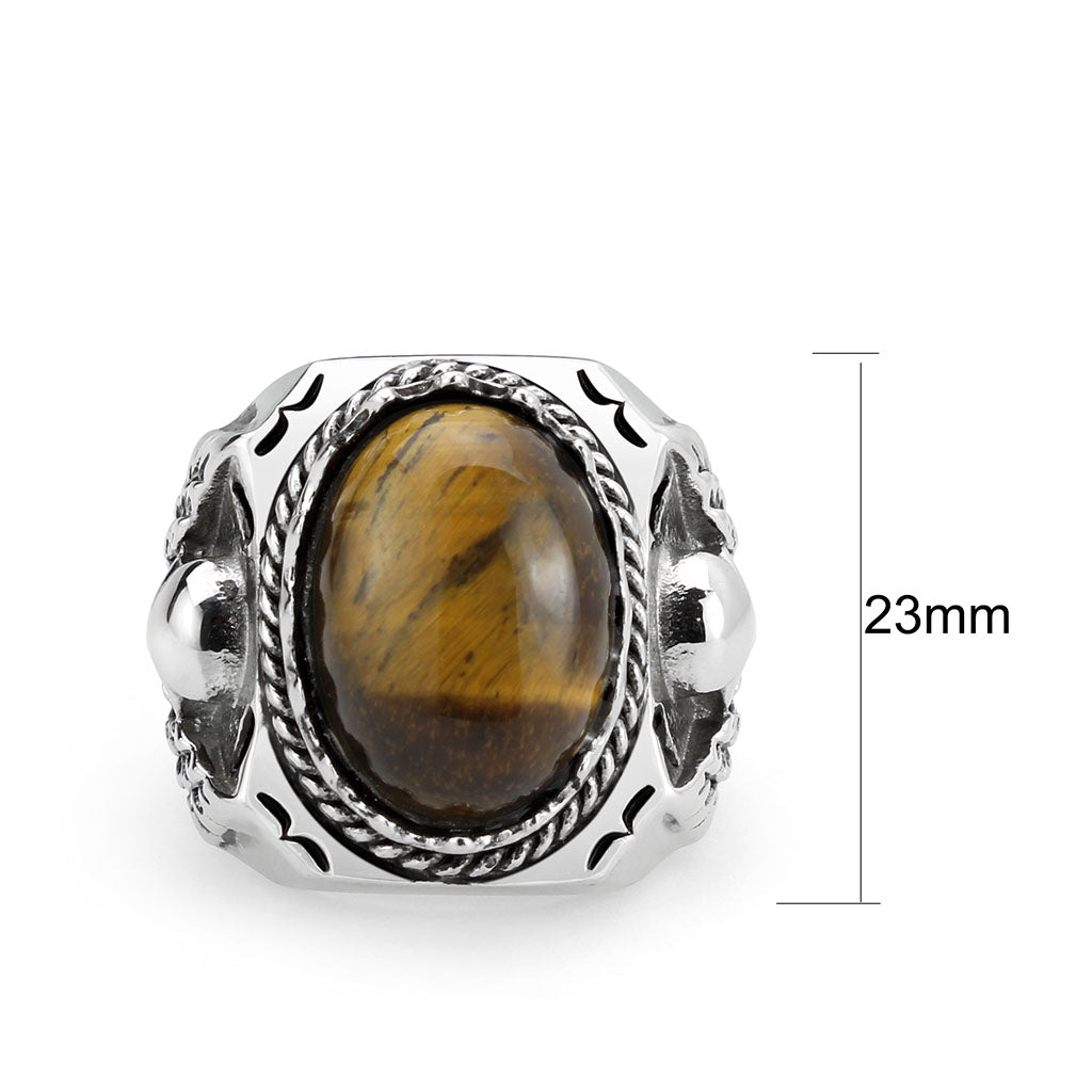 TK3896 - High polished (no plating) Stainless Steel Ring with Synthetic in Amber LuxuryLifeWay Online Store