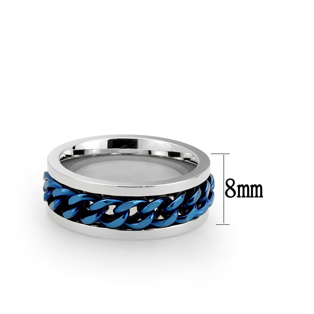 TK3916 - Two Tone IP Blue Stainless Steel Ring with NoStone in No Stone LuxuryLifeWay Online Store