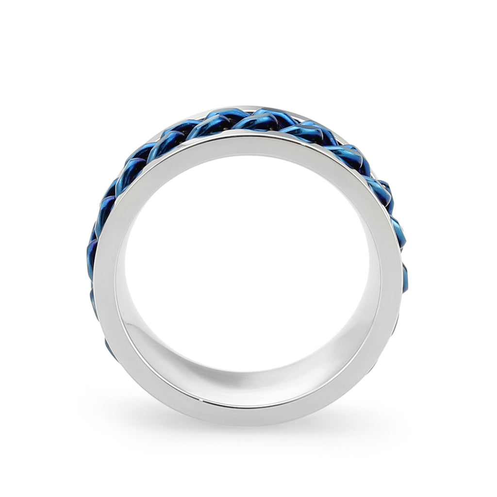 TK3916 - Two Tone IP Blue Stainless Steel Ring with NoStone in No Stone LuxuryLifeWay Online Store