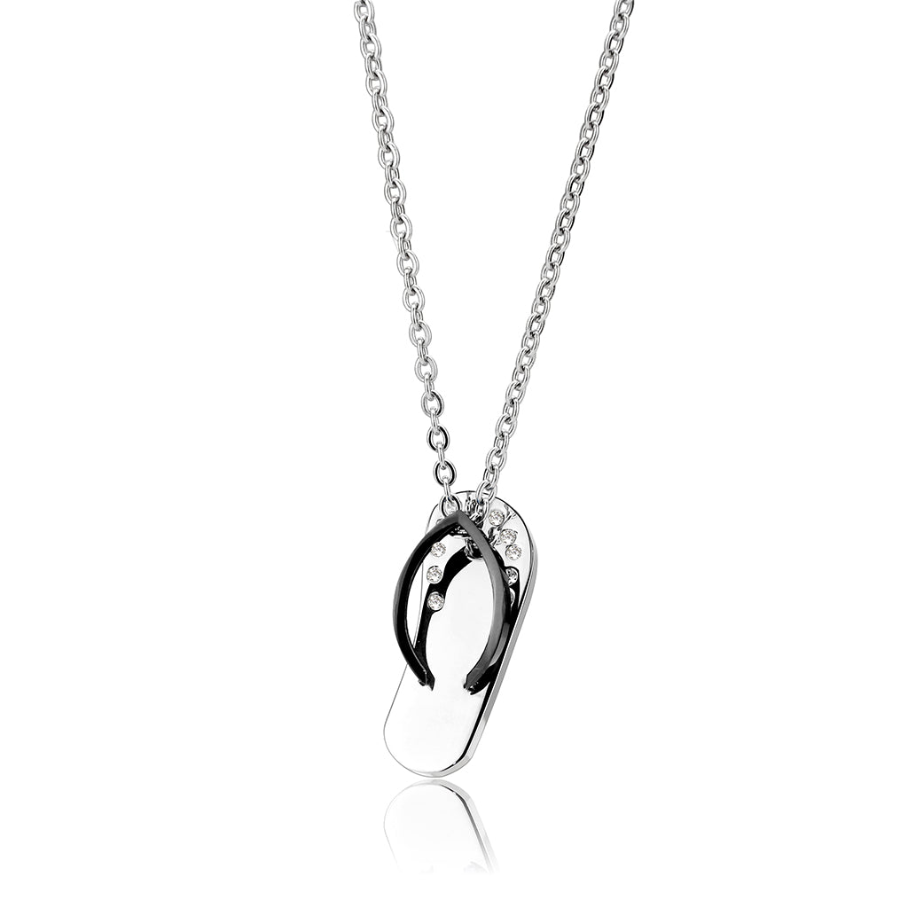 TK3942 - Two Tone IP Black Stainless Steel Chain Pendant with Top Grade Crystal in Clear LuxuryLifeWay Online Store