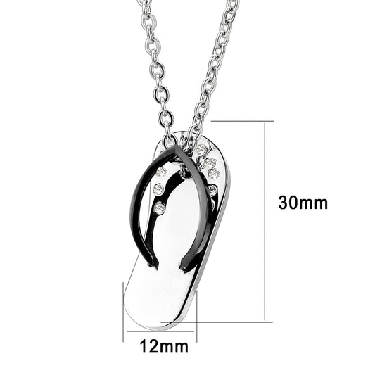 TK3942 - Two Tone IP Black Stainless Steel Chain Pendant with Top Grade Crystal in Clear LuxuryLifeWay Online Store