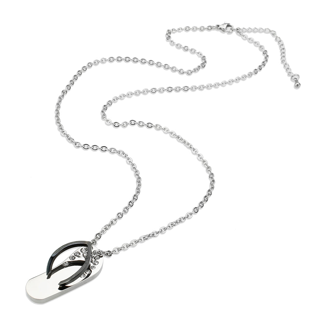 TK3942 - Two Tone IP Black Stainless Steel Chain Pendant with Top Grade Crystal in Clear LuxuryLifeWay Online Store