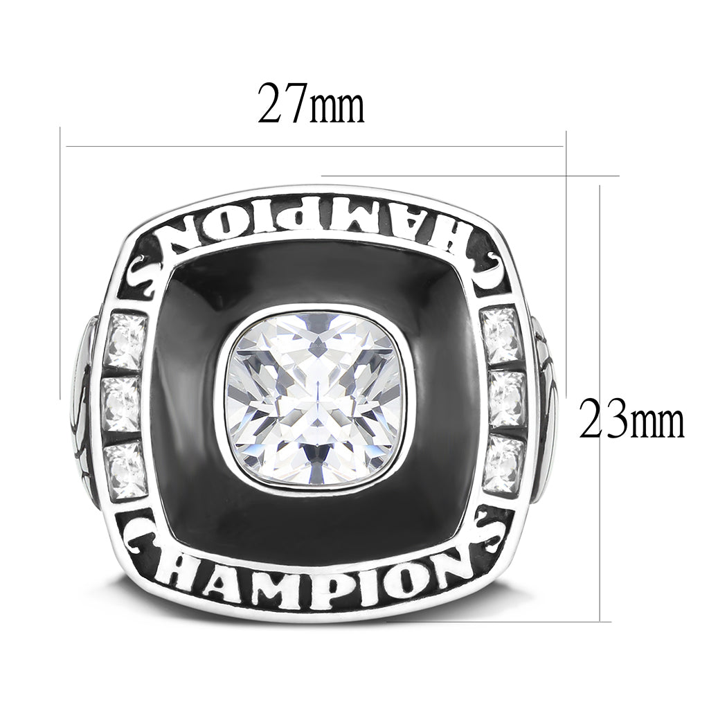 TK3944 - High polished (no plating) Stainless Steel Ring with AAA Grade CZ in Clear LuxuryLifeWay Online Store