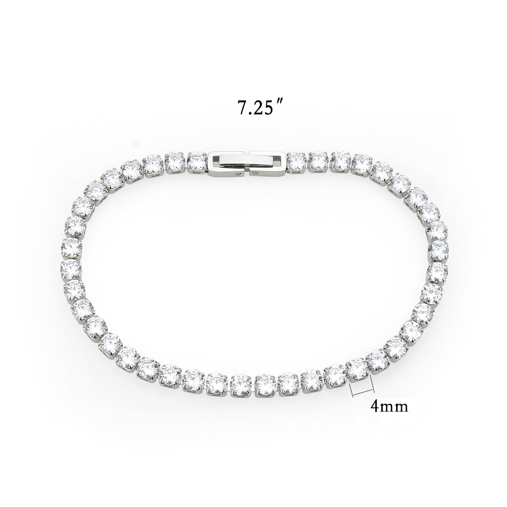 TK3947 - High polished (no plating) Stainless Steel Bracelet with AAA Grade CZ in Clear LuxuryLifeWay Online Store