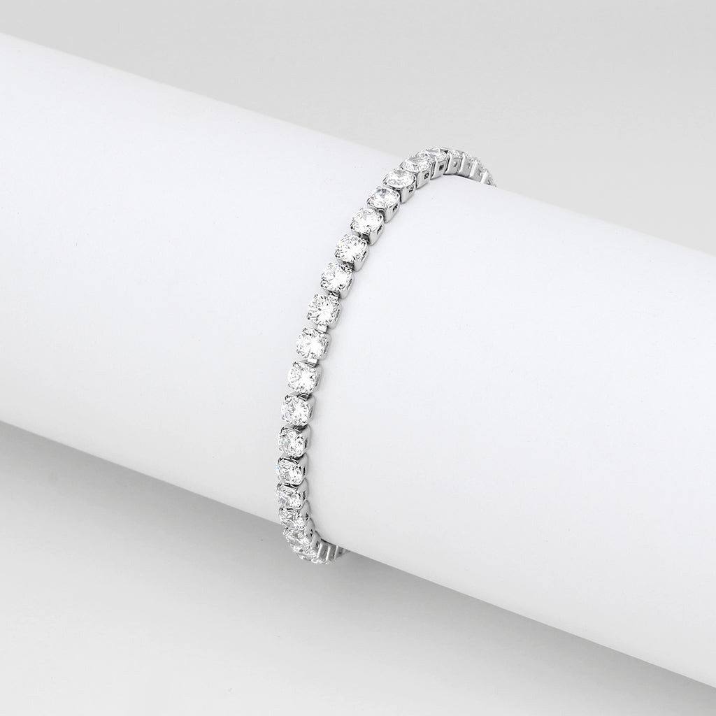 TK3947 - High polished (no plating) Stainless Steel Bracelet with AAA Grade CZ in Clear LuxuryLifeWay Online Store