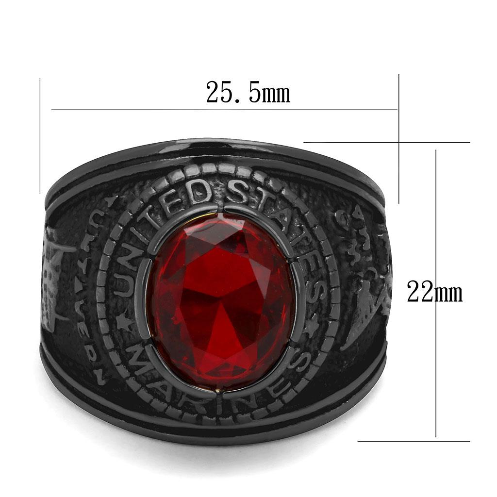 TK414703J - IP Black(Ion Plating) Stainless Steel Ring with Synthetic Synthetic Glass in Siam LuxuryLifeWay Online Store