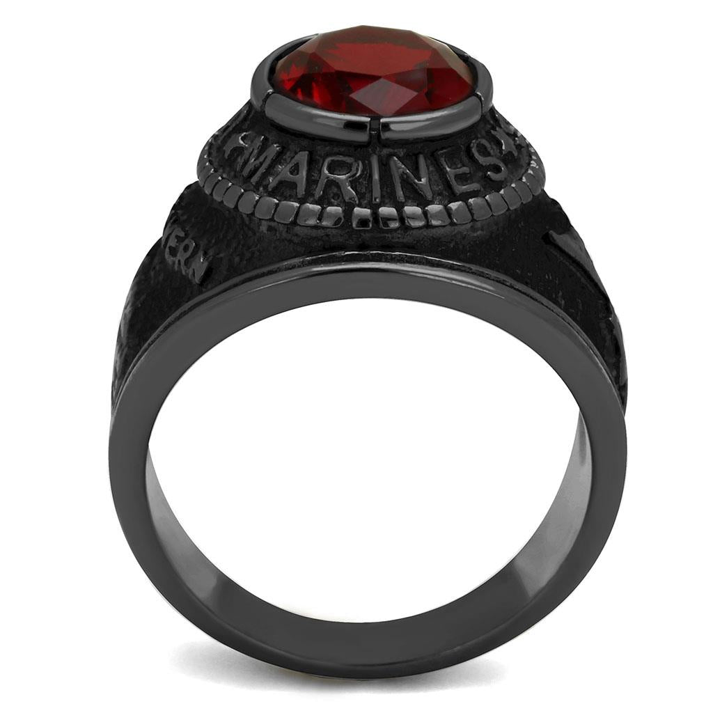 TK414703J - IP Black(Ion Plating) Stainless Steel Ring with Synthetic Synthetic Glass in Siam LuxuryLifeWay Online Store