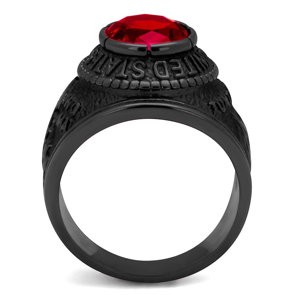TK414703J - IP Black(Ion Plating) Stainless Steel Ring with Synthetic Synthetic Glass in Siam LuxuryLifeWay Online Store