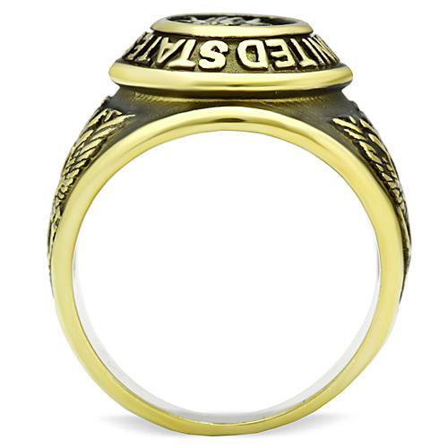 TK414704G - IP Gold(Ion Plating) Stainless Steel Ring with Epoxy  in Jet LuxuryLifeWay Online Store