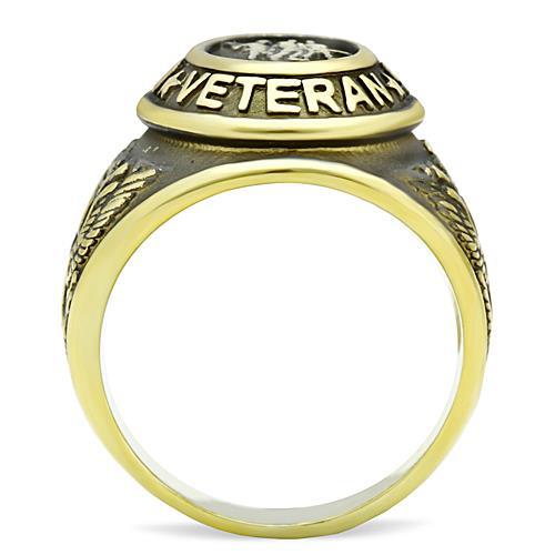 TK414704G - IP Gold(Ion Plating) Stainless Steel Ring with Epoxy  in Jet LuxuryLifeWay Online Store