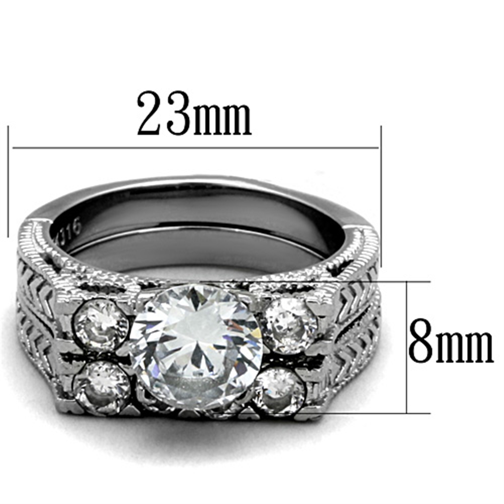 TK5X019 - High polished (no plating) Stainless Steel Ring with AAA Grade CZ  in Clear LuxuryLifeWay Online Store