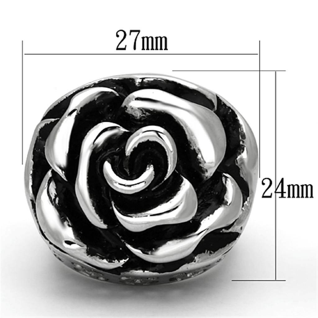 TK922 - High polished (no plating) Stainless Steel Ring with Epoxy  in Jet LuxuryLifeWay Online Store