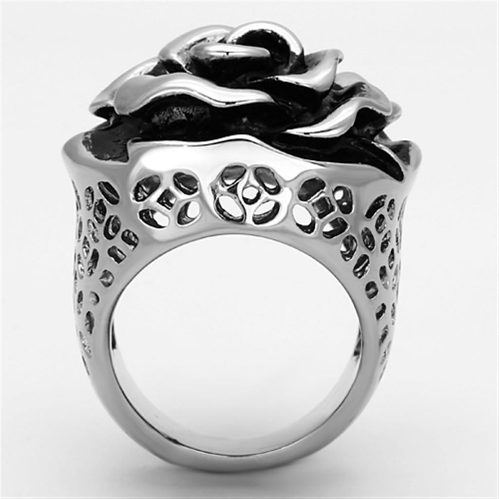 TK922 - High polished (no plating) Stainless Steel Ring with Epoxy  in Jet LuxuryLifeWay Online Store