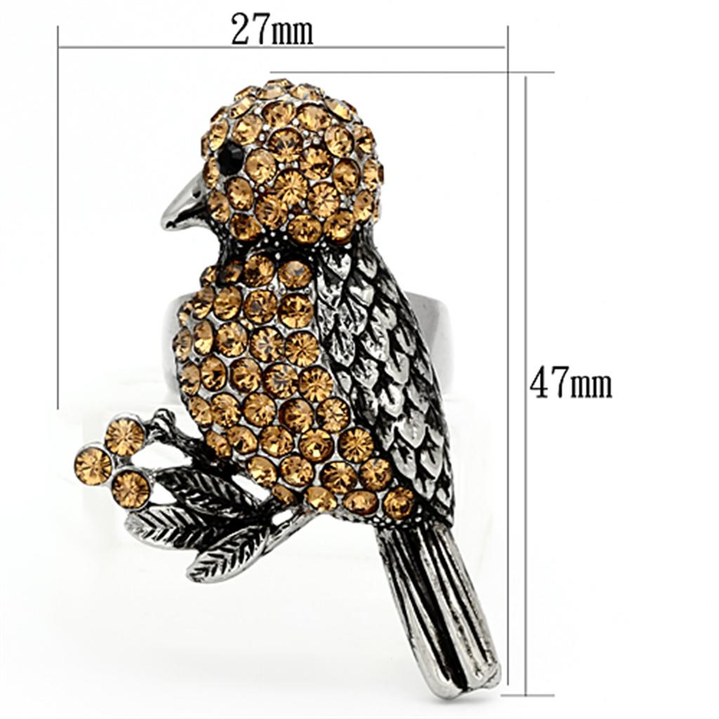 TK932 - High polished (no plating) Stainless Steel Ring with Top Grade Crystal  in Smoked Quartz LuxuryLifeWay Online Store