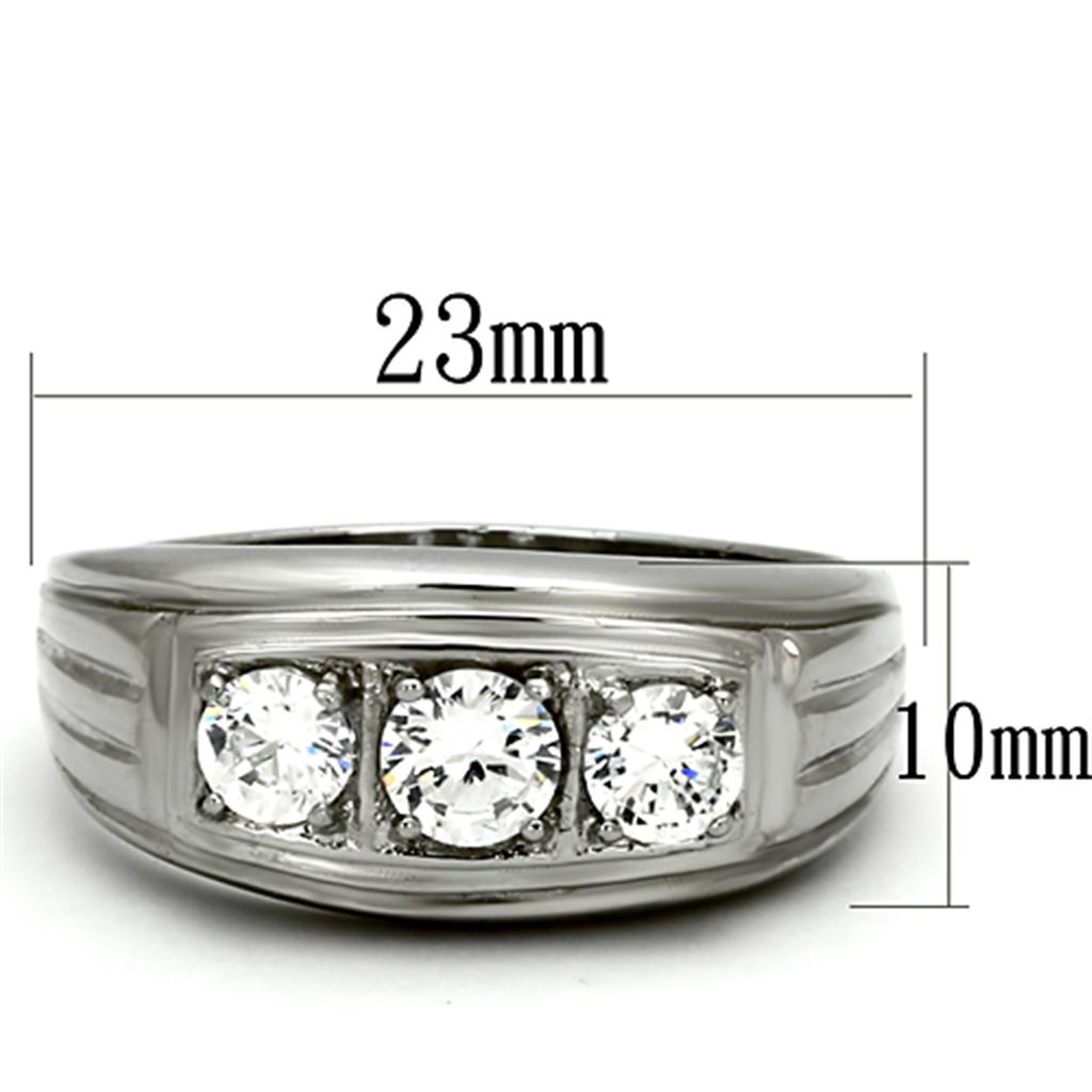 TK946 - High polished (no plating) Stainless Steel Ring with AAA Grade CZ  in Clear LuxuryLifeWay Online Store