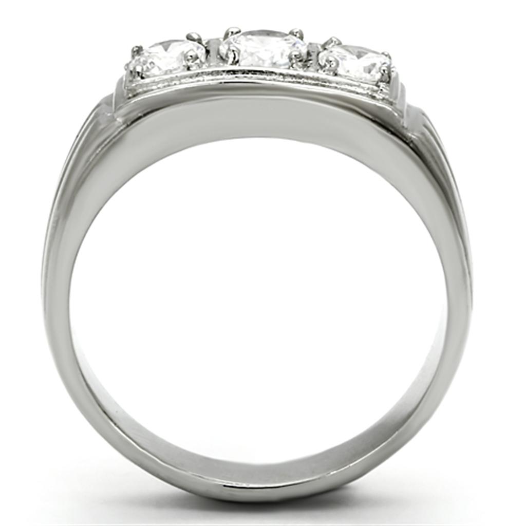 TK946 - High polished (no plating) Stainless Steel Ring with AAA Grade CZ  in Clear LuxuryLifeWay Online Store