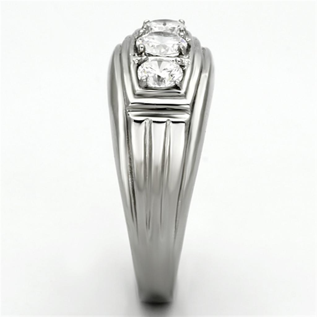 TK946 - High polished (no plating) Stainless Steel Ring with AAA Grade CZ  in Clear LuxuryLifeWay Online Store