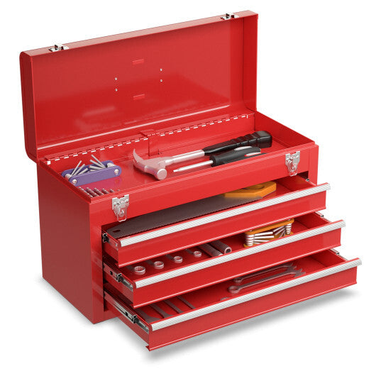 Portable Garage Mechanic Tool Cabinet Box with 3 Drawers-Red LuxuryLifeWay Online Store
