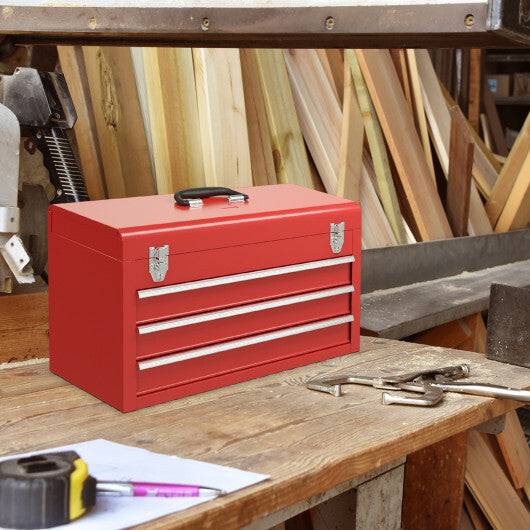 Portable Garage Mechanic Tool Cabinet Box with 3 Drawers-Red LuxuryLifeWay Online Store
