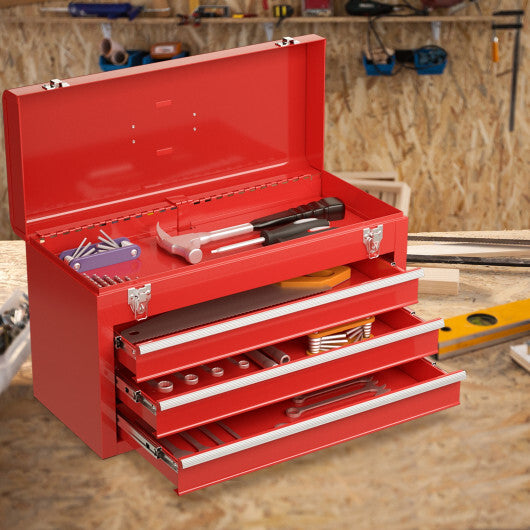 Portable Garage Mechanic Tool Cabinet Box with 3 Drawers-Red LuxuryLifeWay Online Store