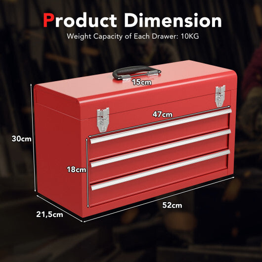 Portable Garage Mechanic Tool Cabinet Box with 3 Drawers-Red LuxuryLifeWay Online Store