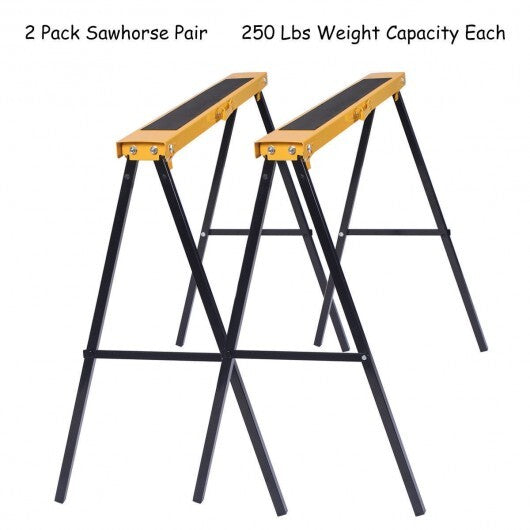 2 Pack Heavy Duty Sawhorse with Steel Folding Legs LuxuryLifeWay Online Store