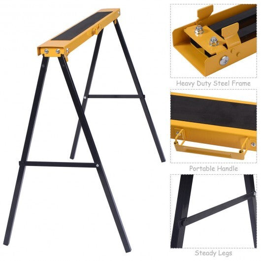 2 Pack Heavy Duty Sawhorse with Steel Folding Legs LuxuryLifeWay Online Store