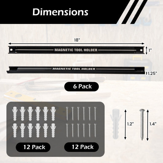 18 Inch Magnetic Tool Holder Strip with Mounting Screws-Black LuxuryLifeWay Online Store