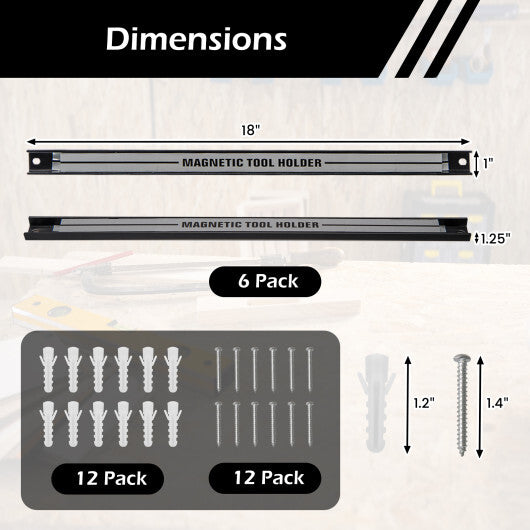 18 Inch Magnetic Tool Holder Strip with Mounting Screws-Black LuxuryLifeWay Online Store