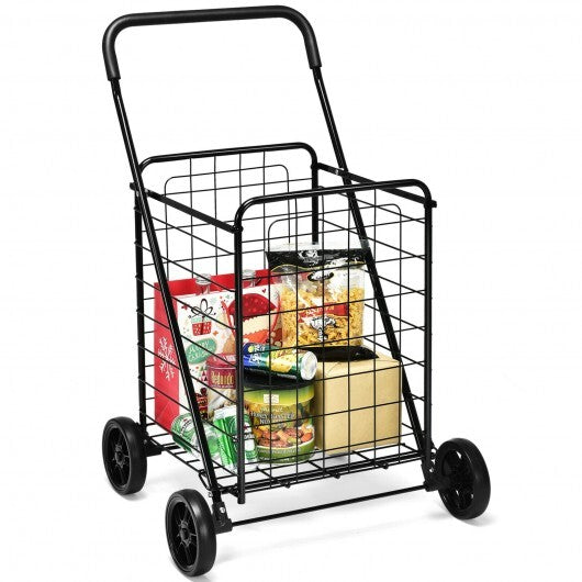 Portable Folding Shopping Cart Utility for Grocery Laundry-Black LuxuryLifeWay Online Store