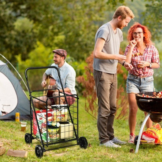 Portable Folding Shopping Cart Utility for Grocery Laundry-Black LuxuryLifeWay Online Store