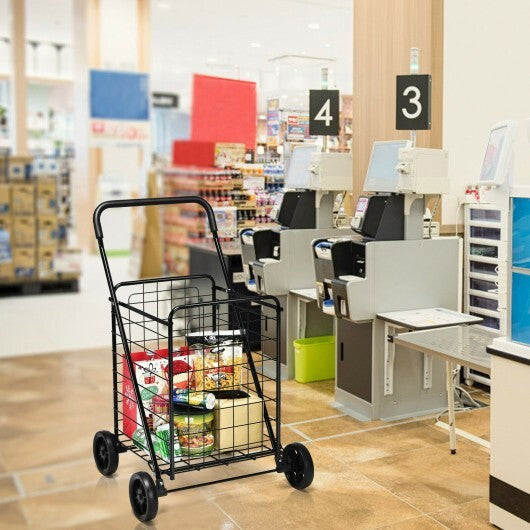 Portable Folding Shopping Cart Utility for Grocery Laundry-Black LuxuryLifeWay Online Store