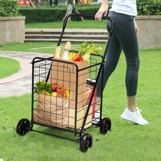 Portable Folding Shopping Cart Utility for Grocery Laundry-Black LuxuryLifeWay Online Store