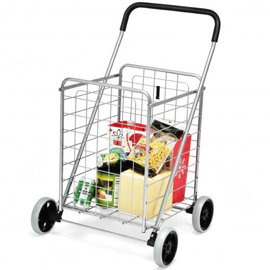 Portable Folding Shopping Cart Utility for Grocery Laundry-Black LuxuryLifeWay Online Store