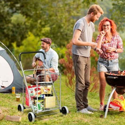 Portable Folding Shopping Cart Utility for Grocery Laundry-Black LuxuryLifeWay Online Store