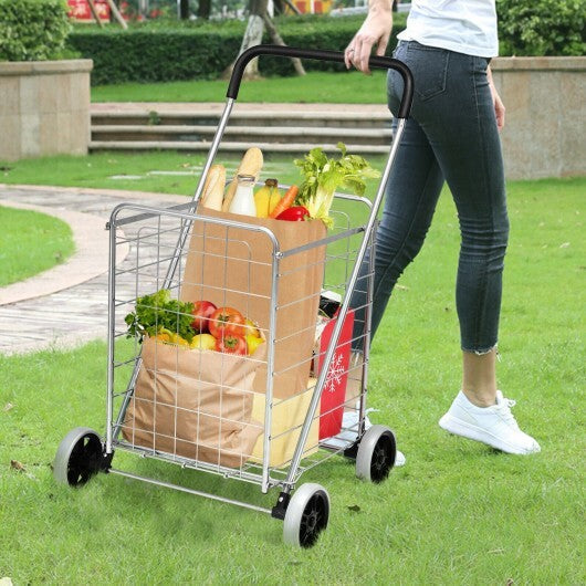 Portable Folding Shopping Cart Utility for Grocery Laundry-Black LuxuryLifeWay Online Store