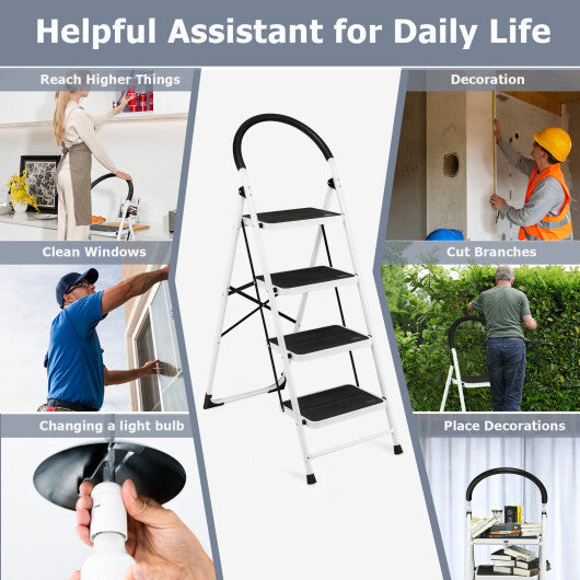 4-Step Folding Ladder with Anti-Slip Pedal Platform 330Lbs Capacity LuxuryLifeWay Online Store
