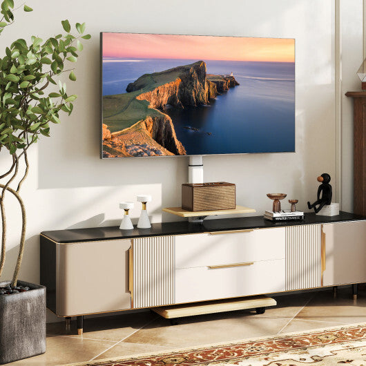 Rolling TV Stand on Wheels Mobile TV Cart for 32-75 Inch TVs Portable AV Cart-Black