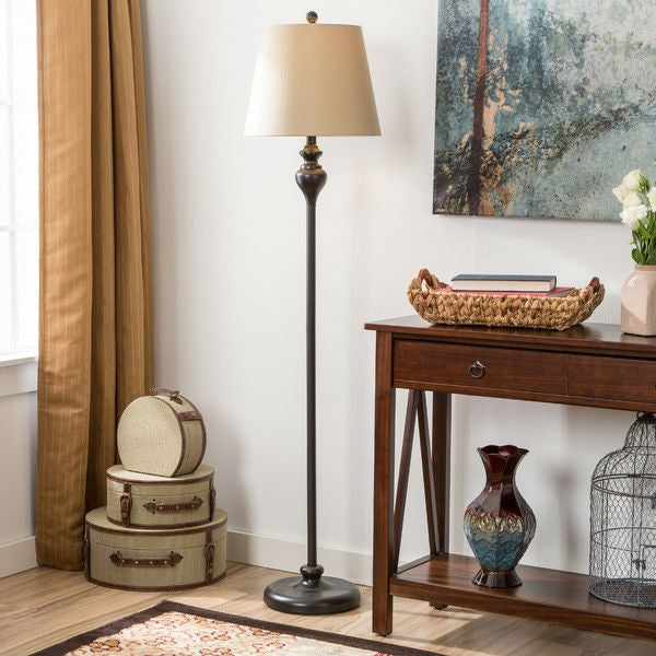 3-Piece Floor Lamp and Table Desk Lamp Set in Black with Light Gold Drum Shades LuxuryLifeWay Online Store