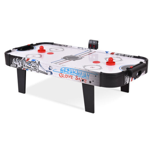 42 Inch Air Powered Hockey Table Top Scoring 2 Pushers - Color: White LuxuryLifeWay Online Store