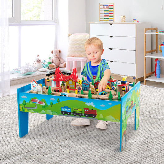 80-Piece Wooden Train Set and Table LuxuryLifeWay Online Store